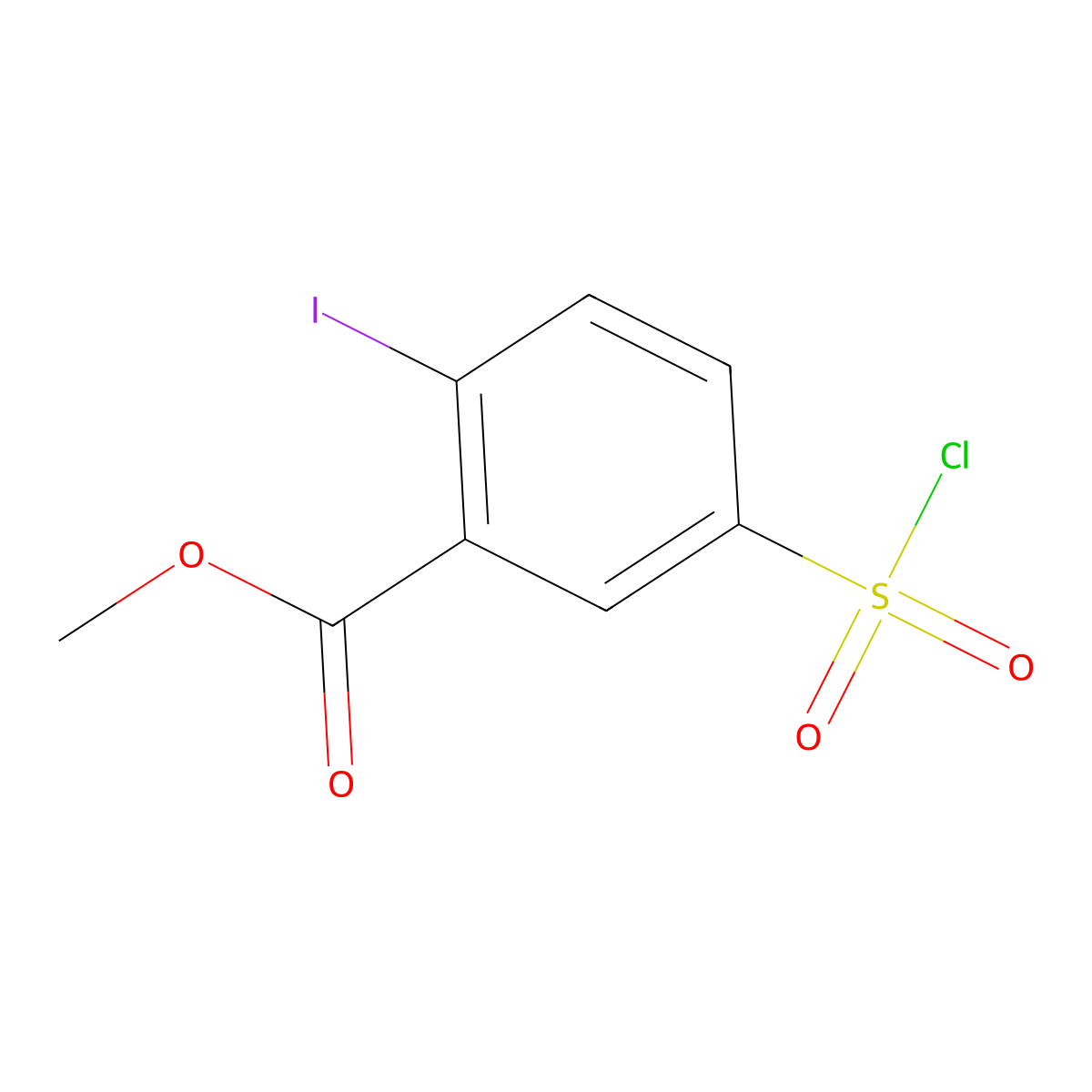 Methyl 5-(chlorosulfonyl)-2-iodobenzoate molecular structure, CAS 1065102-81-9