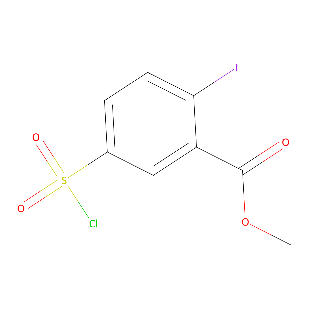Methyl 5-(chlorosulfonyl)-2-iodobenzoate molecular structure, CAS 1065102-81-9