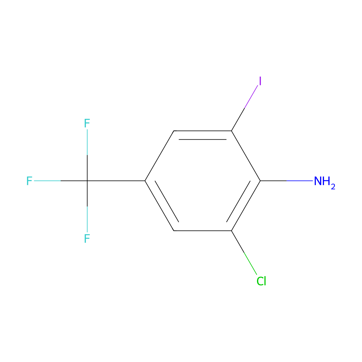 2-Chloro-6-iodo-4-(trifluoromethyl)aniline molecular structure, CAS 1065102-88-6
