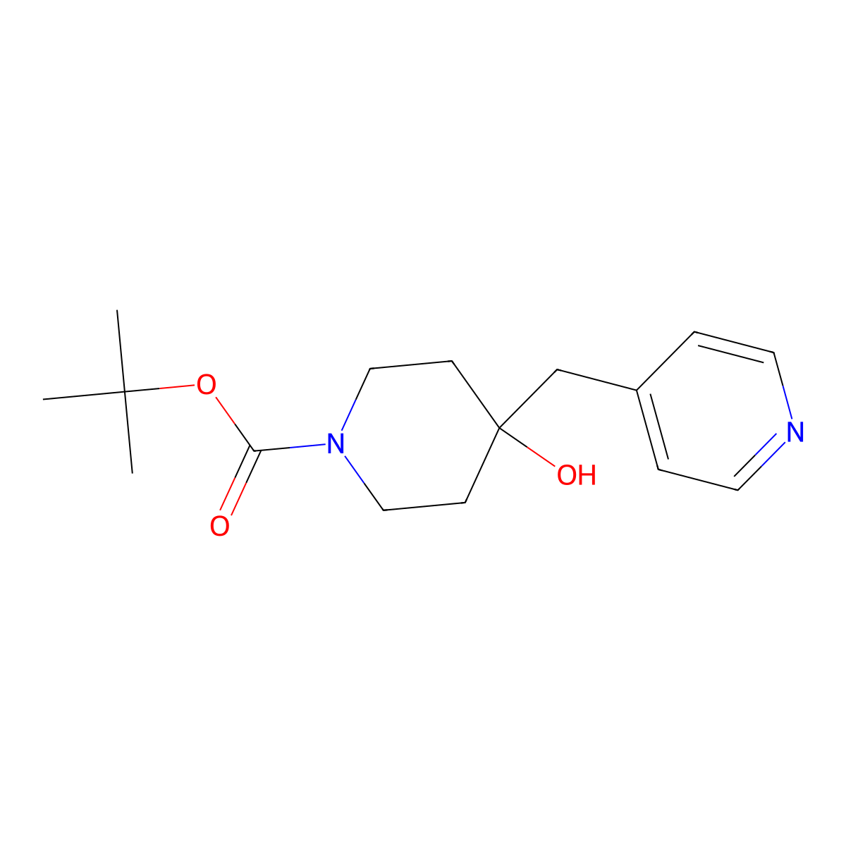 Tert-butyl 4-hydroxy-4-[(pyridin-4-yl)methyl]piperidine-1-carboxylate molecular structure, CAS 1065103-03-8