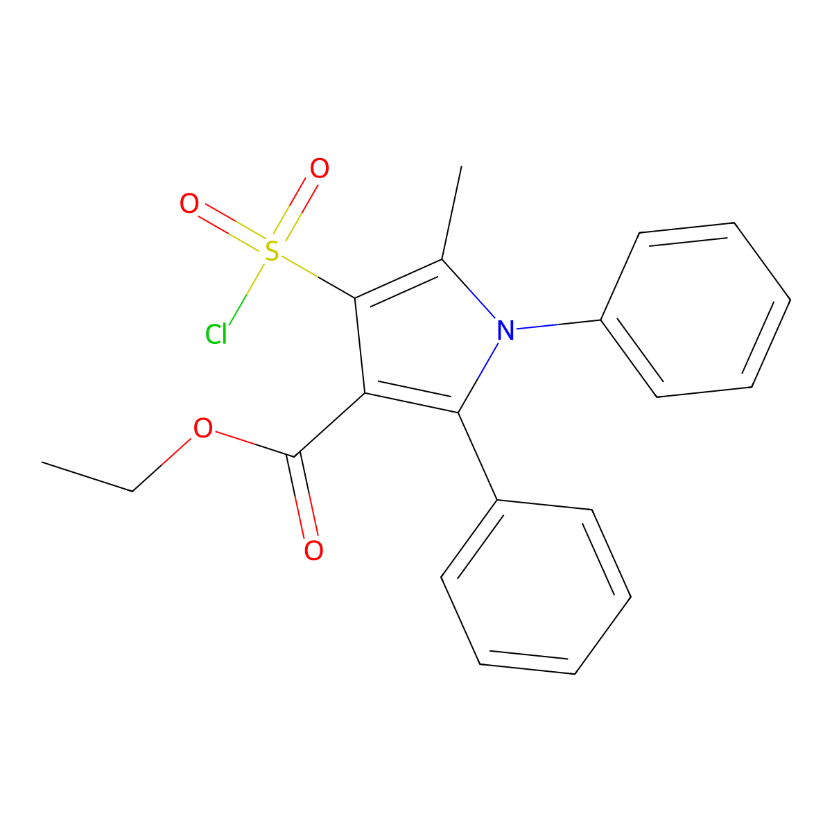 Ethyl 3-(chlorosulphonyl)-1,5-diphenyl-2-methylpyrrole-4-carboxylate molecular structure, CAS 1065103-48-1