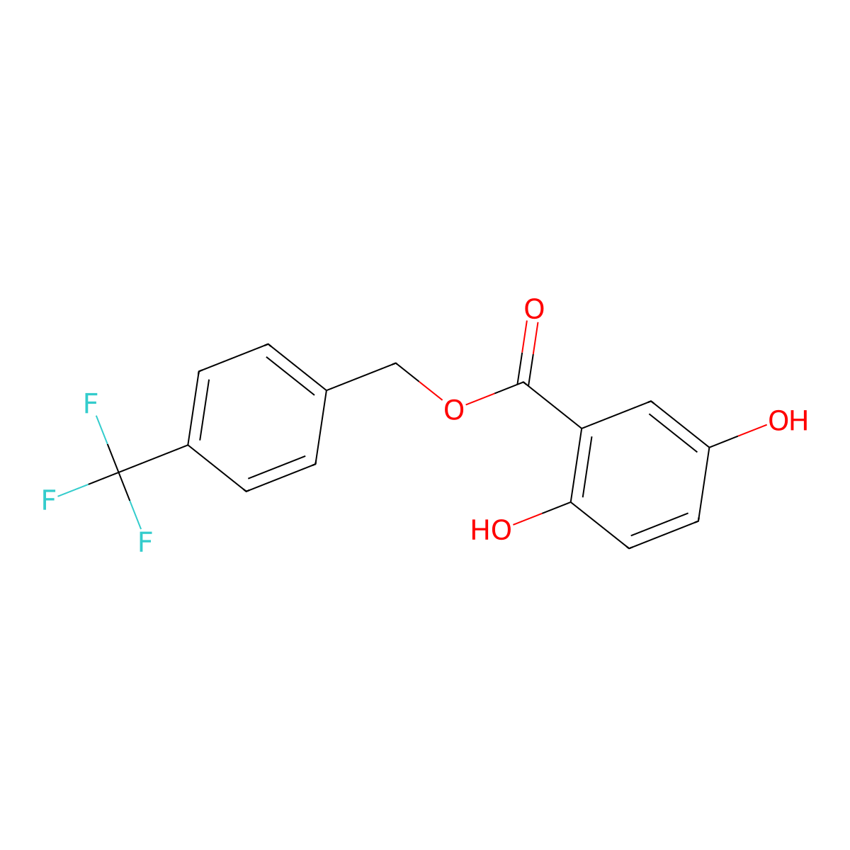 [4-(Trifluoromethyl)phenyl]methyl 2,5-dihydroxybenzoate molecular structure, CAS 1065111-55-8