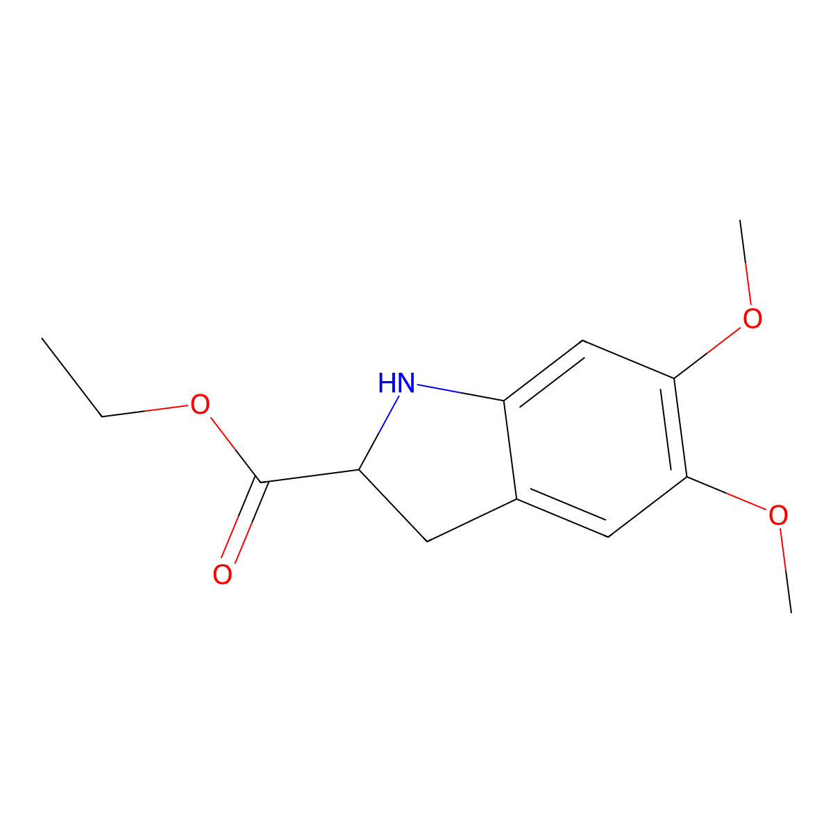 Ethyl 5,6-dimethoxyindoline-2-carboxylate molecular structure, CAS 106517-33-3