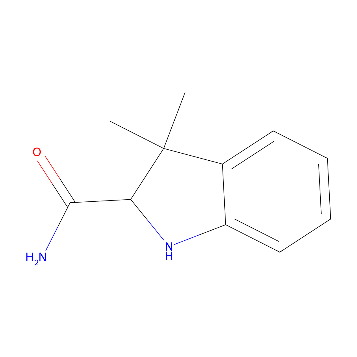 3,3-Dimethylindoline-2-carboxamide molecular structure, CAS 106517-54-8