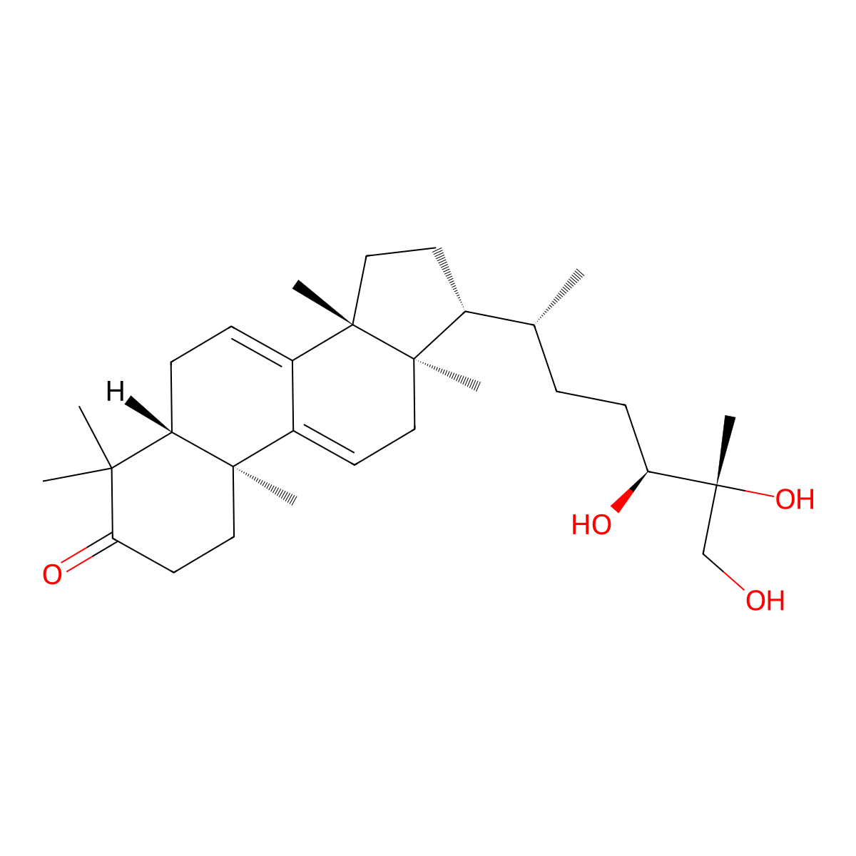 Ganodermanontriol molecular structure, CAS 106518-63-2