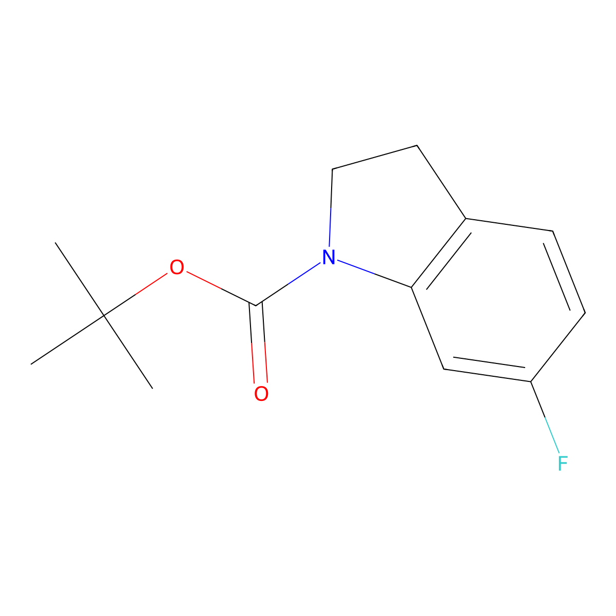 Tert-butyl 6-fluoroindoline-1-carboxylate molecular structure, CAS 1065183-64-3
