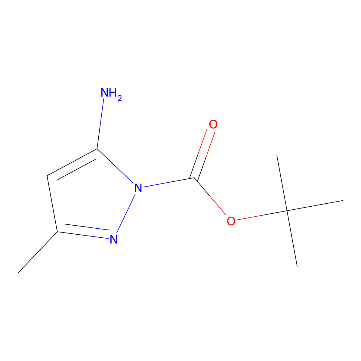 tert-butyl 5-amino-3-methyl-1H-pyrazole-1-carboxylate molecular structure, CAS 1065204-79-6