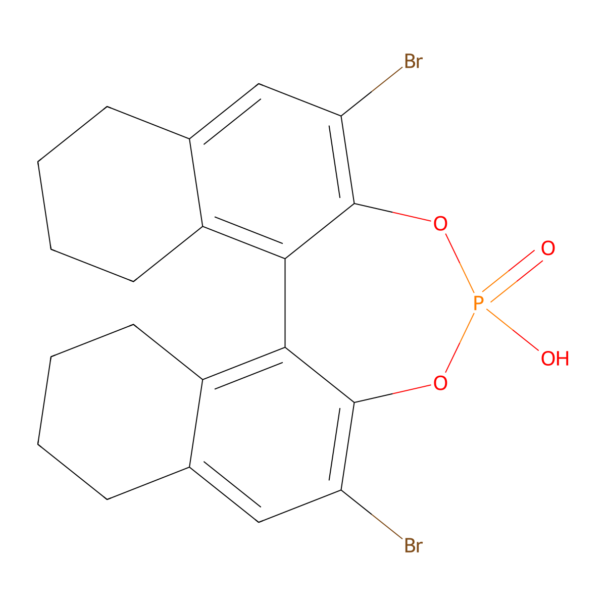 (11bR)-2,6-DibRomo-4-hydroxy-8,9,10,11,12,13,14,15-octahydrodinaphtho[2,1-d:1',2'-f][1,3,2]dioxaphosphepine 4-oxide molecular structure, CAS 1065214-93-8