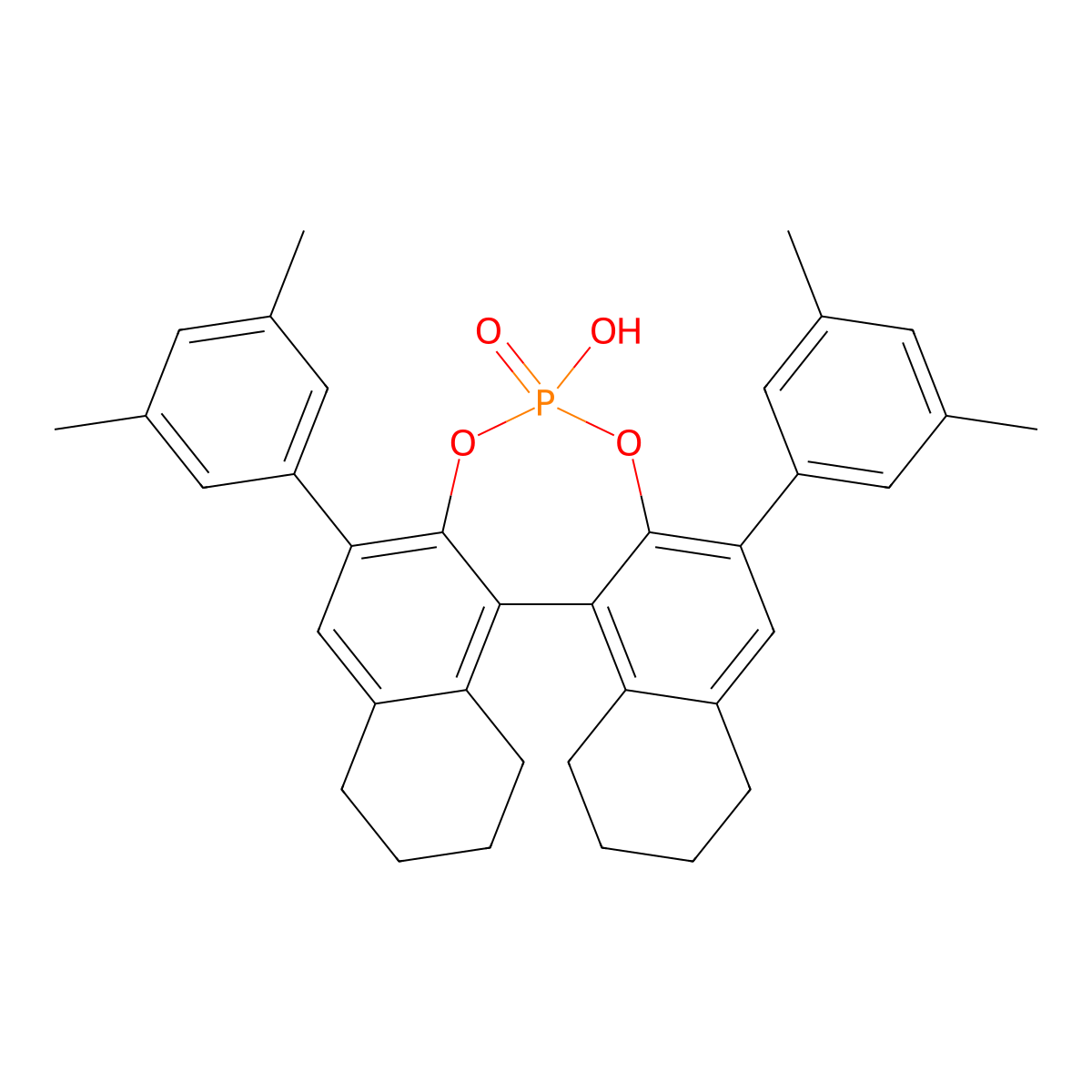 (11bR)-2,6-Bis(3,5-dimethylphenyl)-4-hydroxy-8,9,10,11,12,13,14,15-octahydrodinaphtho[2,1-d:1',2'-f][1,3,2]dioxaphosphepine 4-oxide molecular structure, CAS 1065214-95-0