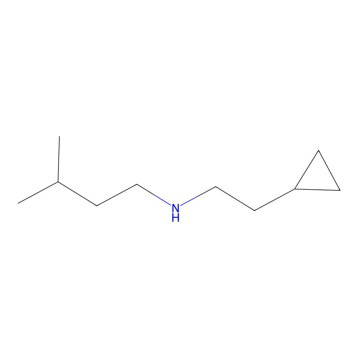 N-(2-cyclopropylethyl)-3-methylbutan-1-amine molecular structure, CAS 1065330-59-7