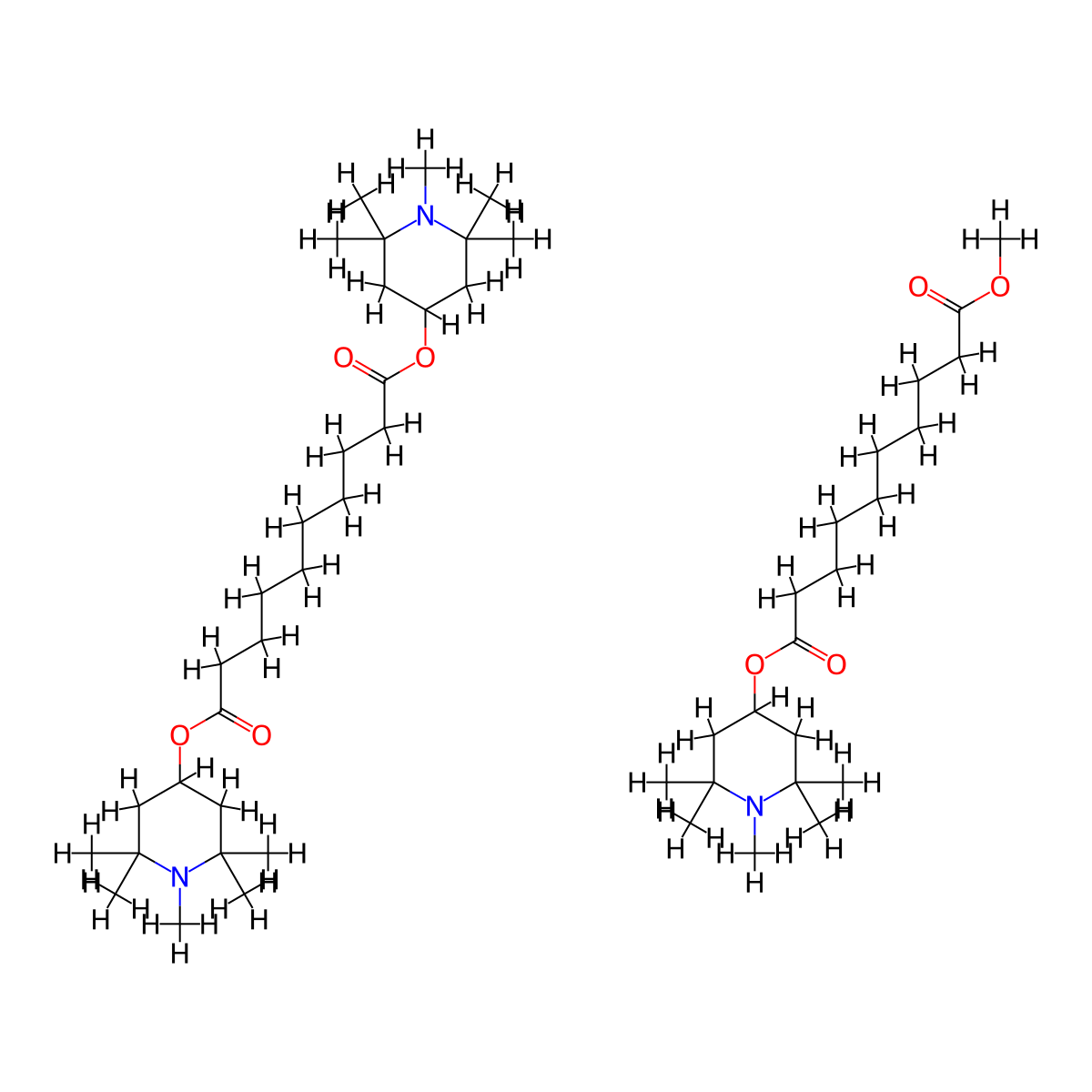 Decanedioic acid, 1,10-bis(1,2,2,6,6-pentamethyl-4-piperidinyl) ester, mixt. with 1-methyl 10-(1,2,2,6,6-pentamethyl-4-piperidinyl) decanedioate molecular structure, CAS 1065336-91-5