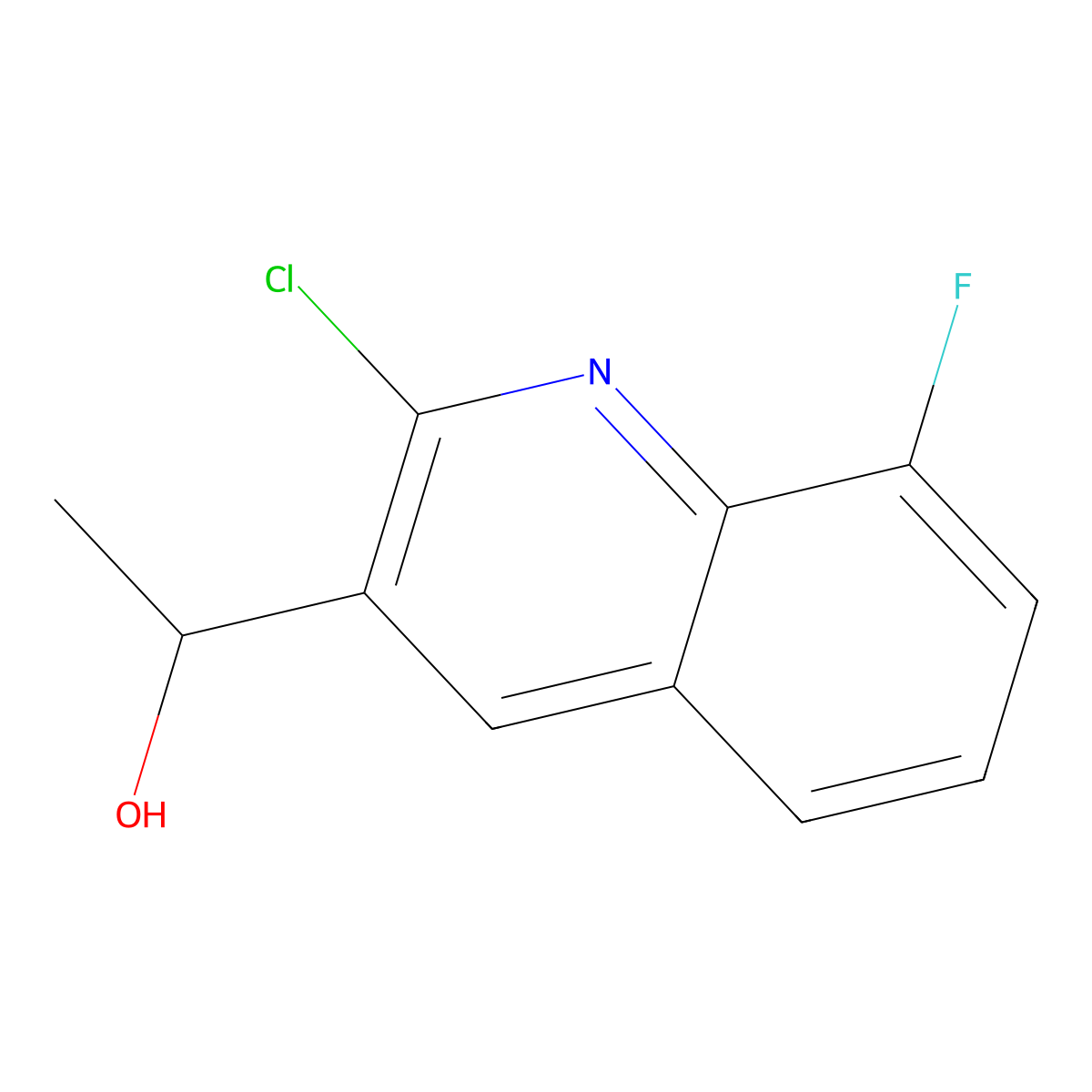 (R)-1-(2-Chloro-8-fluoroquinolin-3-yl)ethanol molecular structure, CAS 1065481-27-7