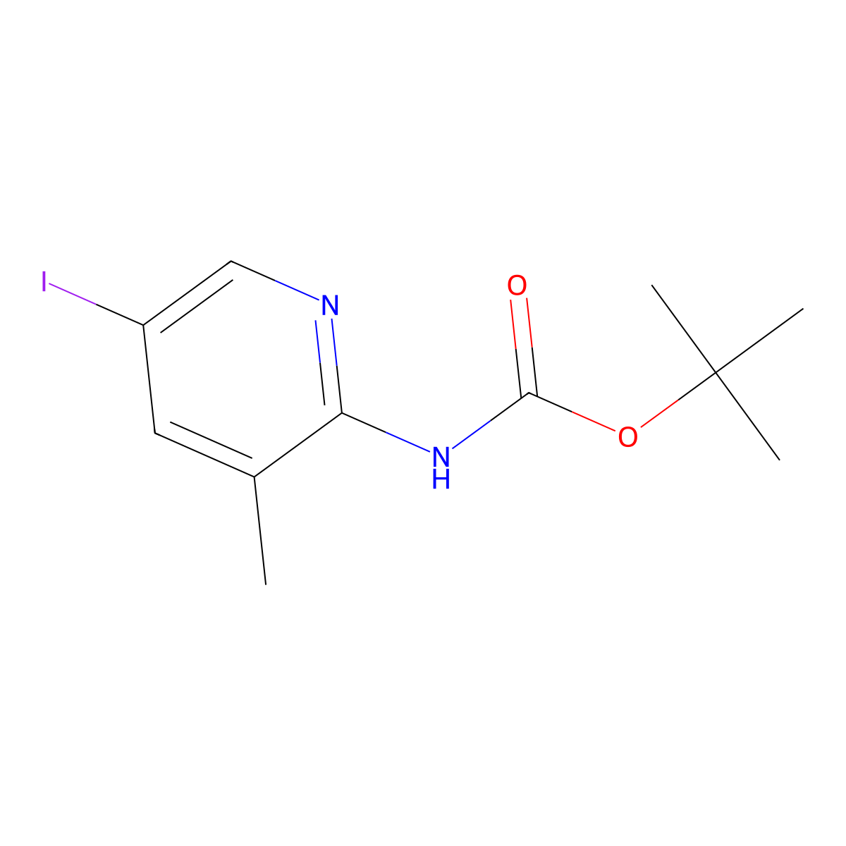 2-(Tert-butoxycarbonylamino)-5-iodo-3-methylpyridine molecular structure, CAS 1065483-56-8