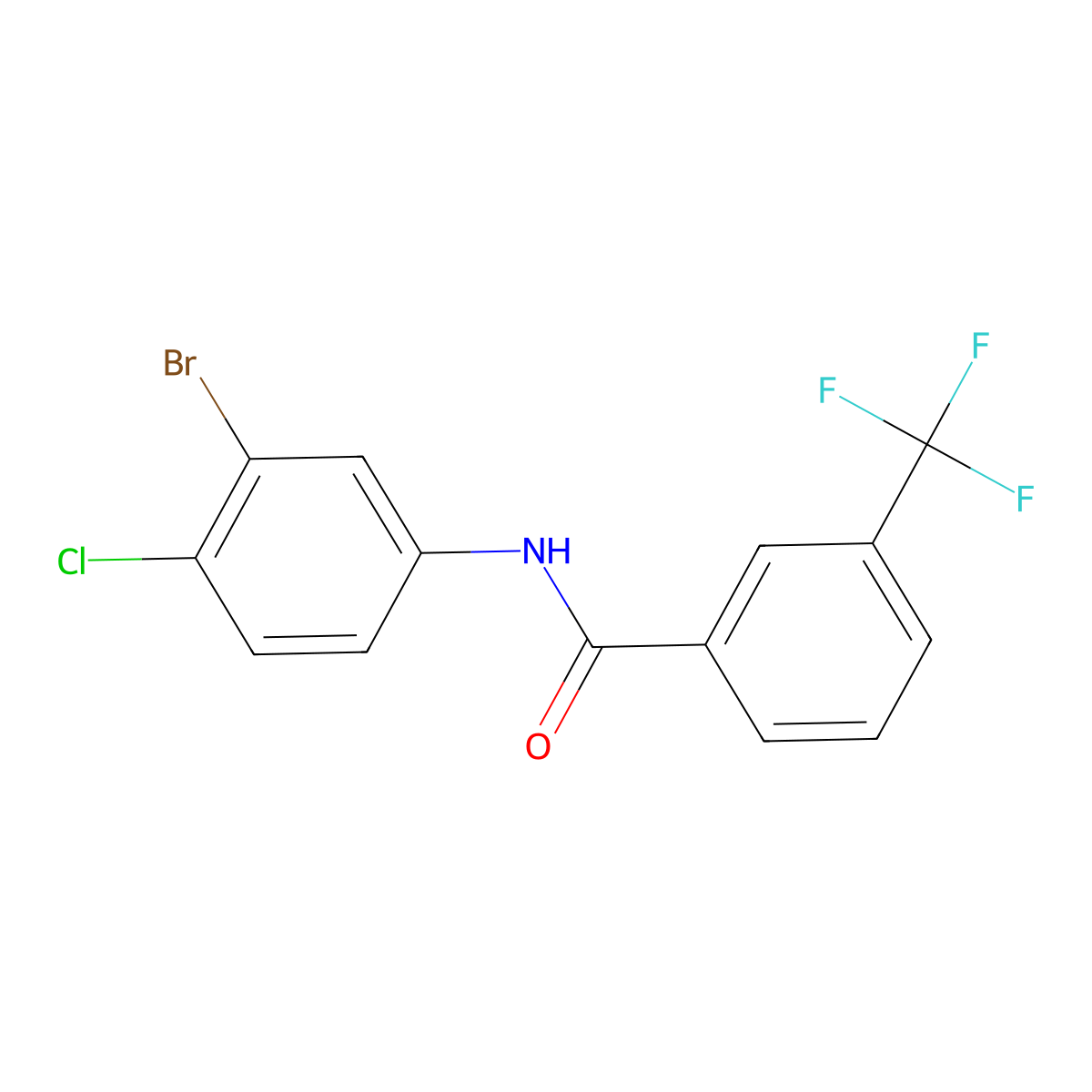 N-(3-Bromo-4-chlorophenyl)-3-(trifluoromethyl)benzamide molecular structure, CAS 1065483-58-0