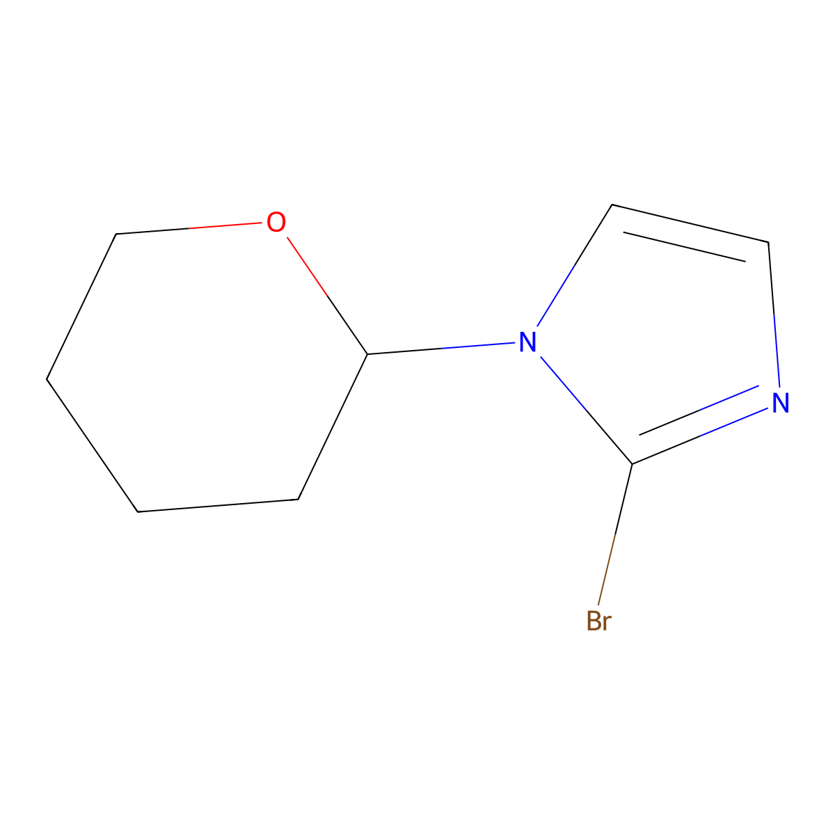 2-bromo-1-(oxan-2-yl)-1H-imidazole molecular structure, CAS 1065483-60-4