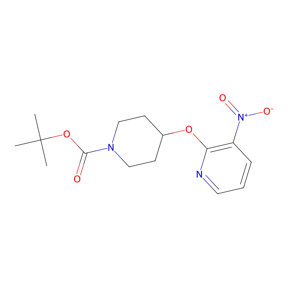 tert-Butyl 4-(3-nitropyridin-2-yloxy)piperidine-1-carboxylate molecular structure, CAS 1065484-06-1
