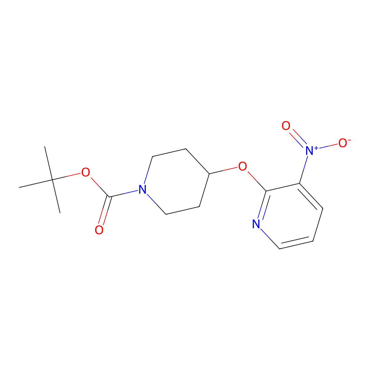 tert-Butyl 4-(3-nitropyridin-2-yloxy)piperidine-1-carboxylate molecular structure, CAS 1065484-06-1