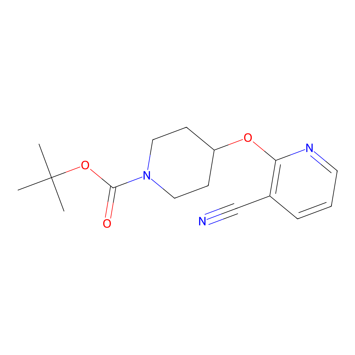 4-(3-Cyano-pyridin-2-yloxy)-piperidine-1-carboxylic acid tert-butyl ester molecular structure, CAS 1065484-09-4