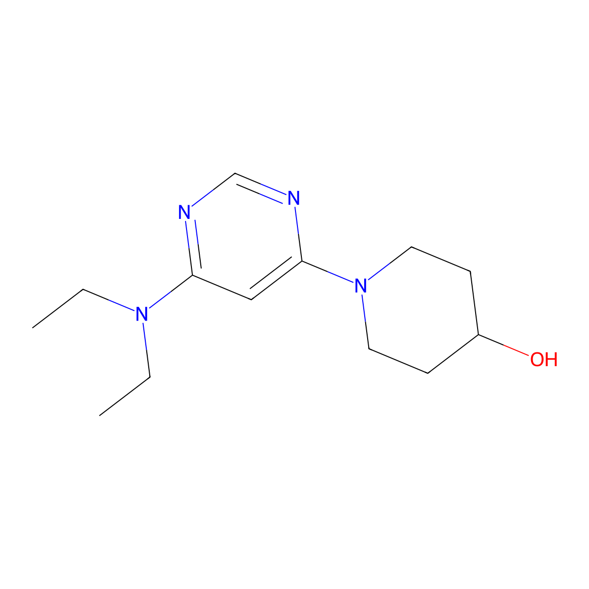 1-(6-(Diethylamino)pyrimidin-4-yl)piperidin-4-ol molecular structure, CAS 1065484-22-1