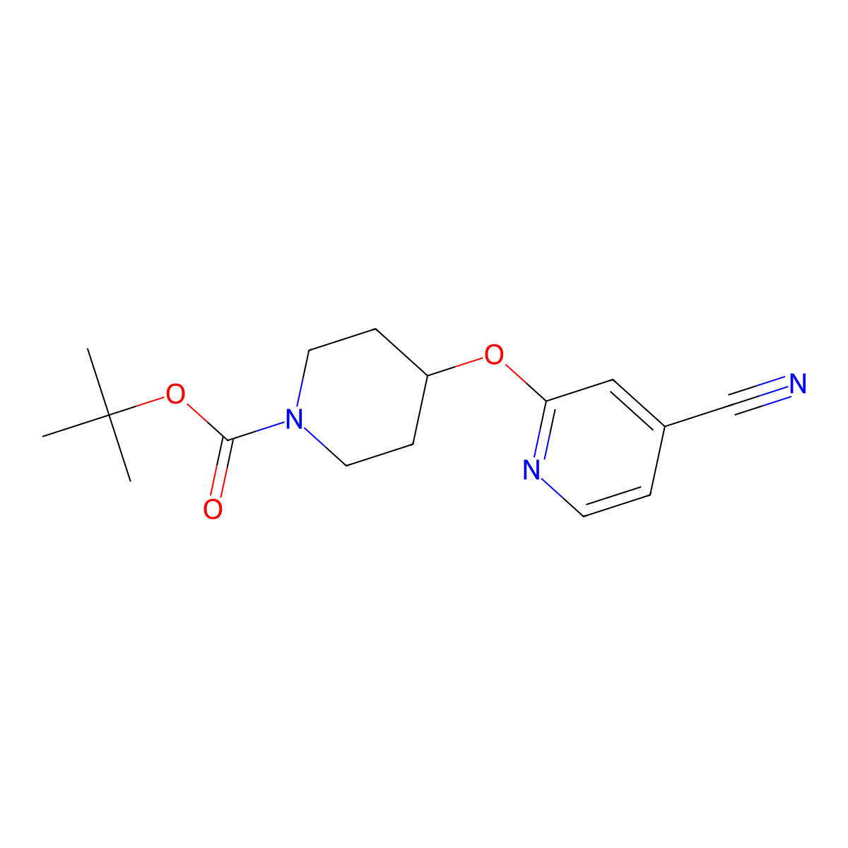 tert-butyl 4-[(4-cyano-2-pyridinyl)oxy]tetrahydro-1(2H)-pyridinecarboxylate molecular structure, CAS 1065484-24-3