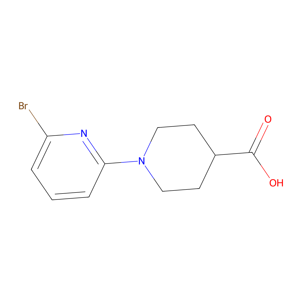 1-(6-Bromopyridin-2-yl)piperidine-4-carboxylic acid molecular structure, CAS 1065484-33-4