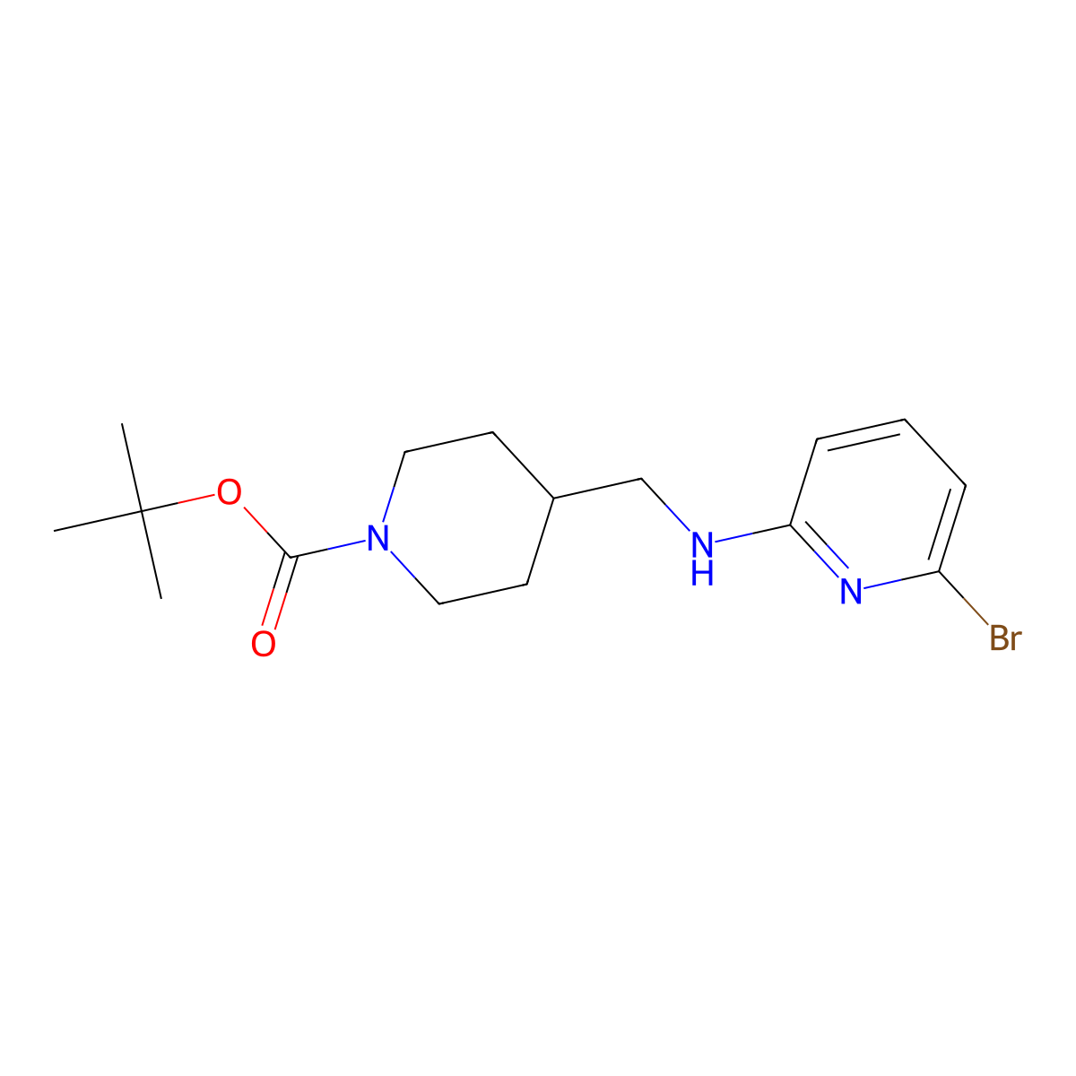 tert-Butyl 4-(((6-bromopyridin-2-yl)amino)methyl)piperidine-1-carboxylate molecular structure, CAS 1065484-37-8