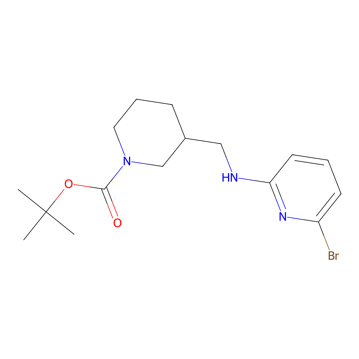tert-Butyl 3-(((6-bromopyridin-2-yl)amino)methyl)piperidine-1-carboxylate molecular structure, CAS 1065484-38-9