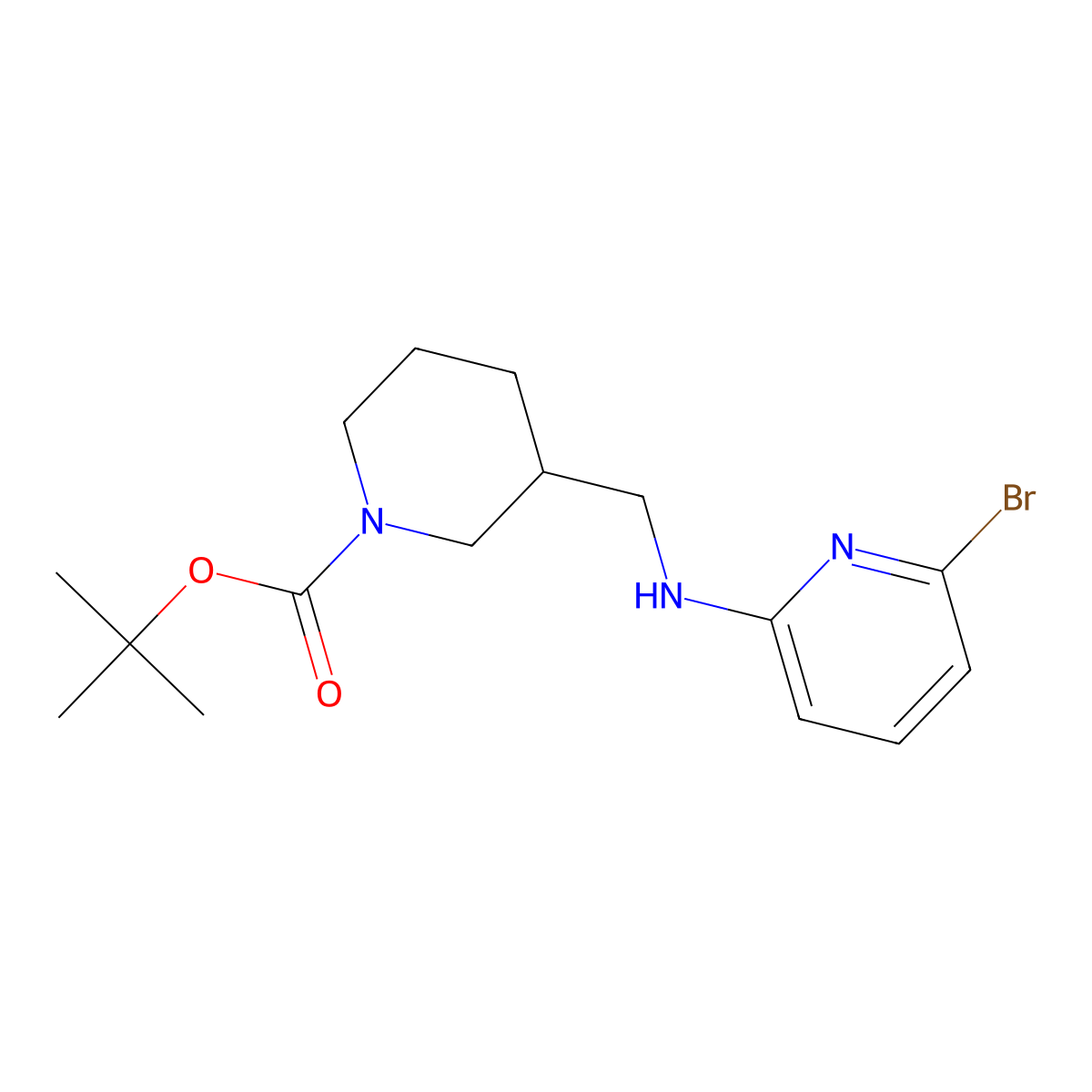 tert-Butyl 3-(((6-bromopyridin-2-yl)amino)methyl)piperidine-1-carboxylate molecular structure, CAS 1065484-38-9