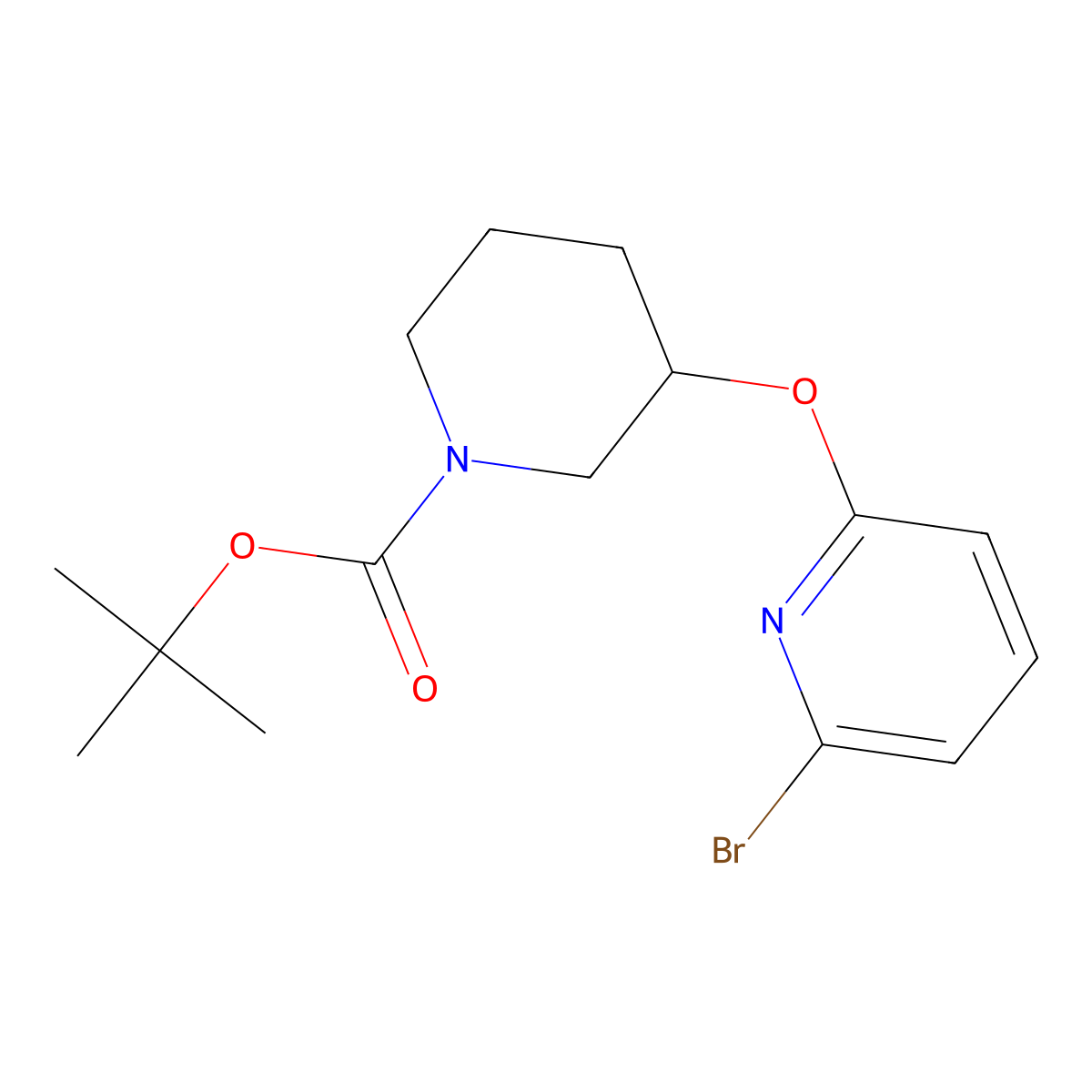 tert-Butyl 3-((6-bromopyridin-2-yl)oxy)piperidine-1-carboxylate molecular structure, CAS 1065484-39-0
