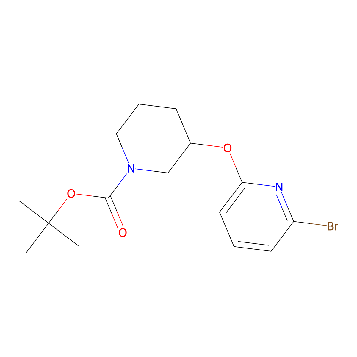 tert-Butyl 3-((6-bromopyridin-2-yl)oxy)piperidine-1-carboxylate molecular structure, CAS 1065484-39-0