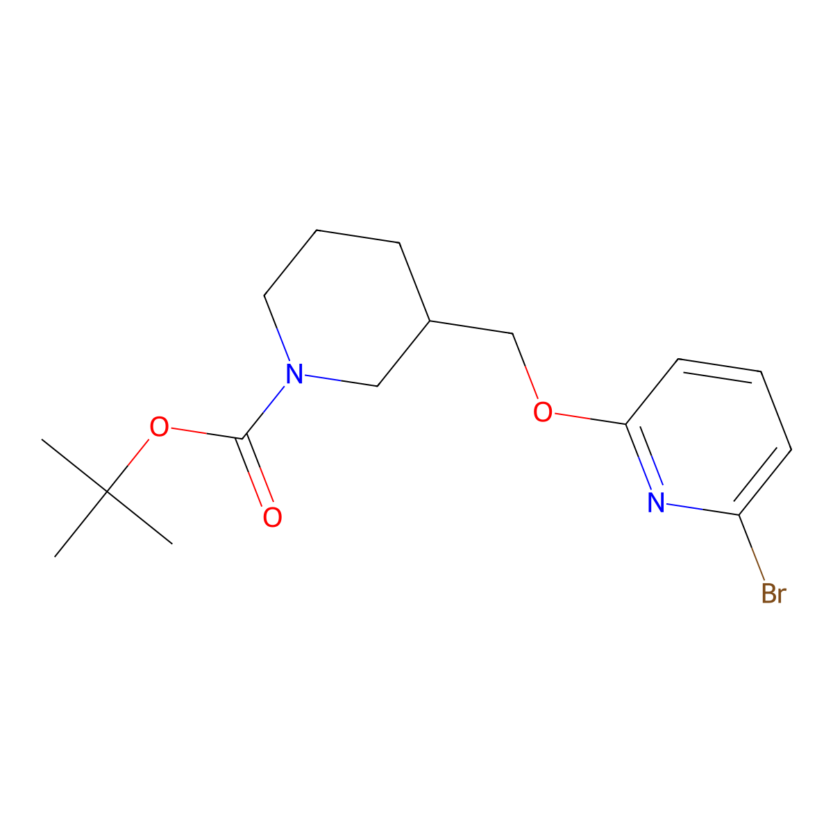tert-Butyl 3-(((6-bromopyridin-2-yl)oxy)methyl)piperidine-1-carboxylate molecular structure, CAS 1065484-40-3