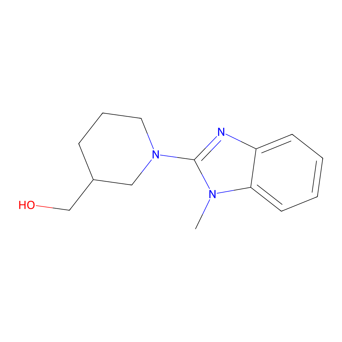 (1-(1-Methyl-1H-benzo[d]imidazol-2-yl)piperidin-3-yl)methanol molecular structure, CAS 1065484-46-9