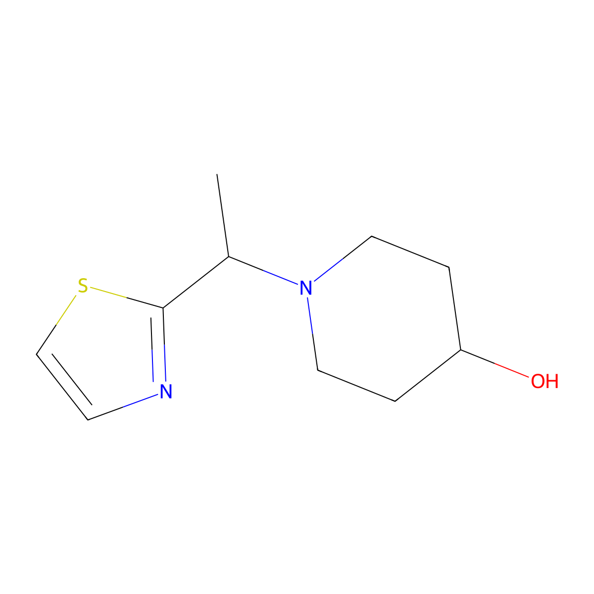 1-(1-(Thiazol-2-yl)ethyl)piperidin-4-ol molecular structure, CAS 1065484-58-3