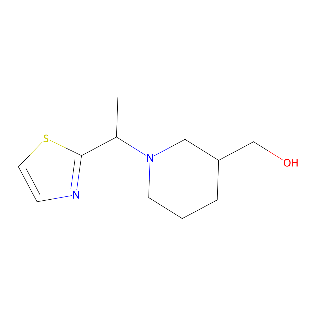(1-(1-(Thiazol-2-yl)ethyl)piperidin-3-yl)methanol molecular structure, CAS 1065484-60-7