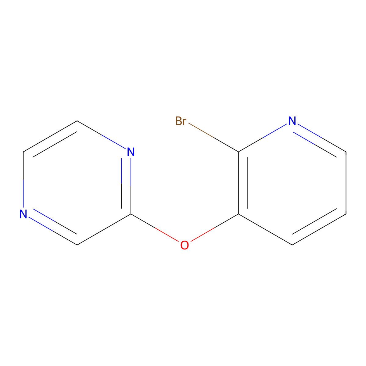 2-(2-Bromo-pyridin-3-yloxy)-pyrazine molecular structure, CAS 1065484-64-1