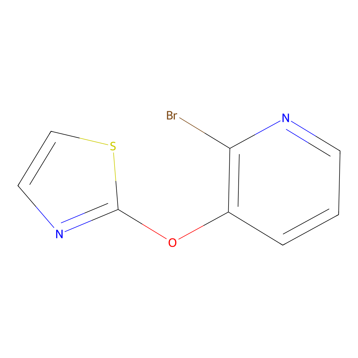 2-Bromo-3-(thiazol-2-yloxy)-pyridine molecular structure, CAS 1065484-74-3