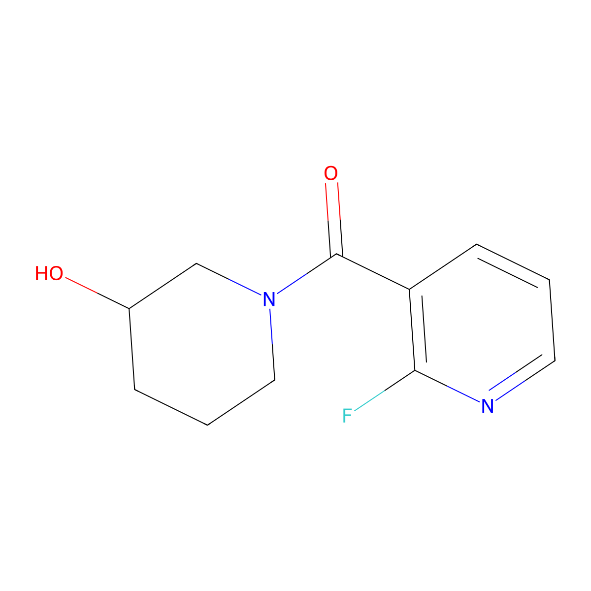 (2-Fluoropyridin-3-yl)(3-hydroxypiperidin-1-yl)methanone molecular structure, CAS 1065484-91-4