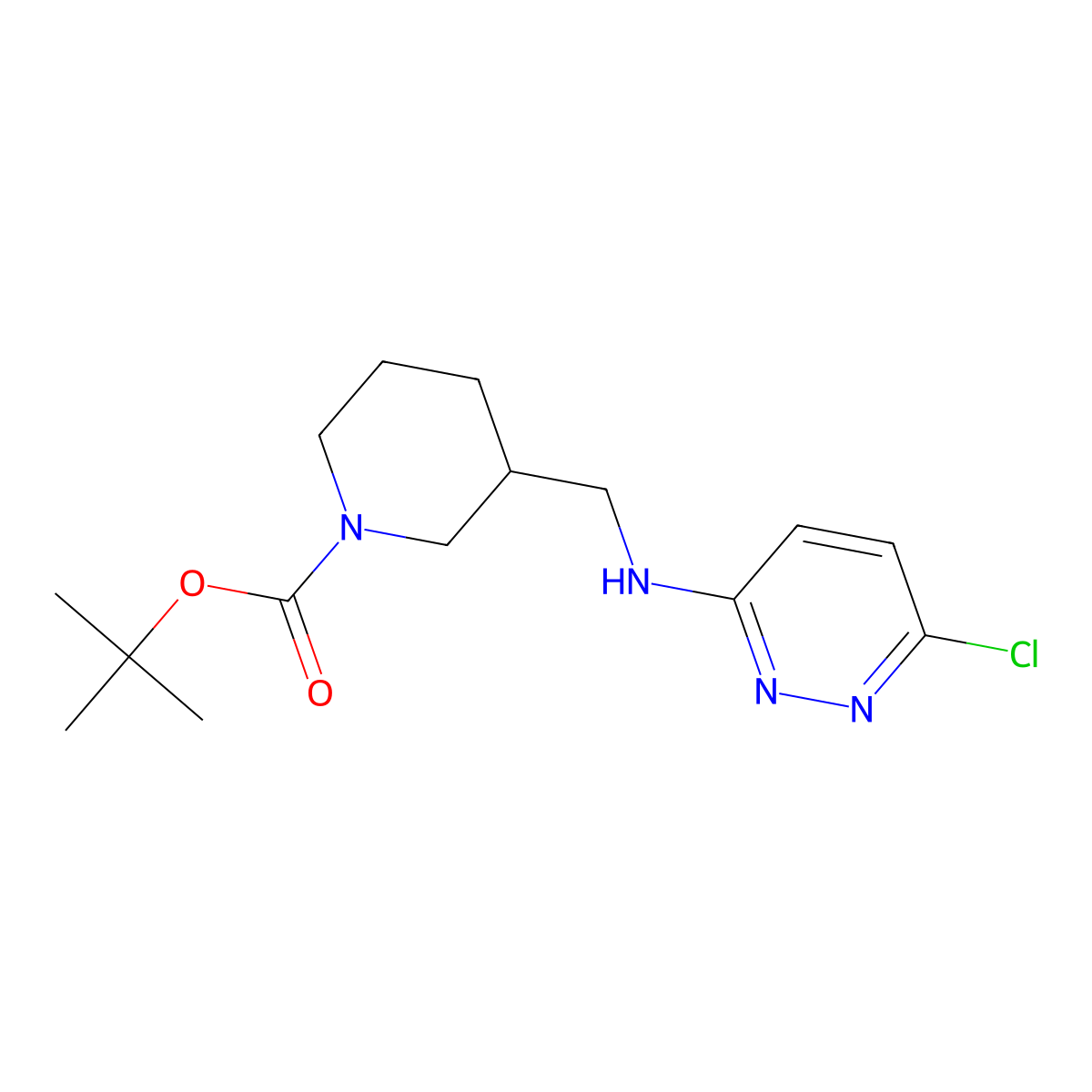 tert-Butyl 3-(((6-chloropyridazin-3-yl)amino)methyl)piperidine-1-carboxylate molecular structure, CAS 1065485-12-2