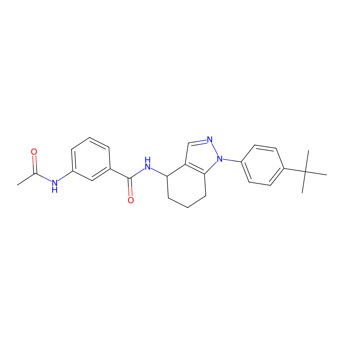 N-[1-(4-tert-butylphenyl)-4,5,6,7-tetrahydro-1H-indazol-4-yl]-3-acetamidobenzamide molecular structure, CAS 1065495-22-8