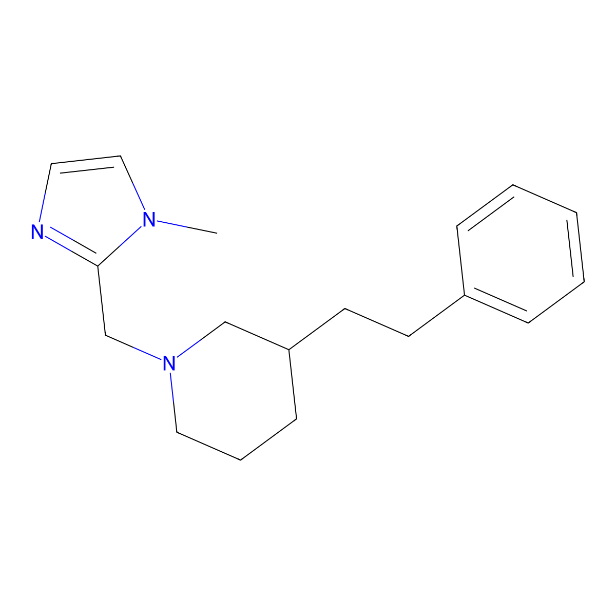 1-[(1-methyl-1H-imidazol-2-yl)methyl]-3-(2-phenylethyl)piperidine molecular structure, CAS 1065506-72-0