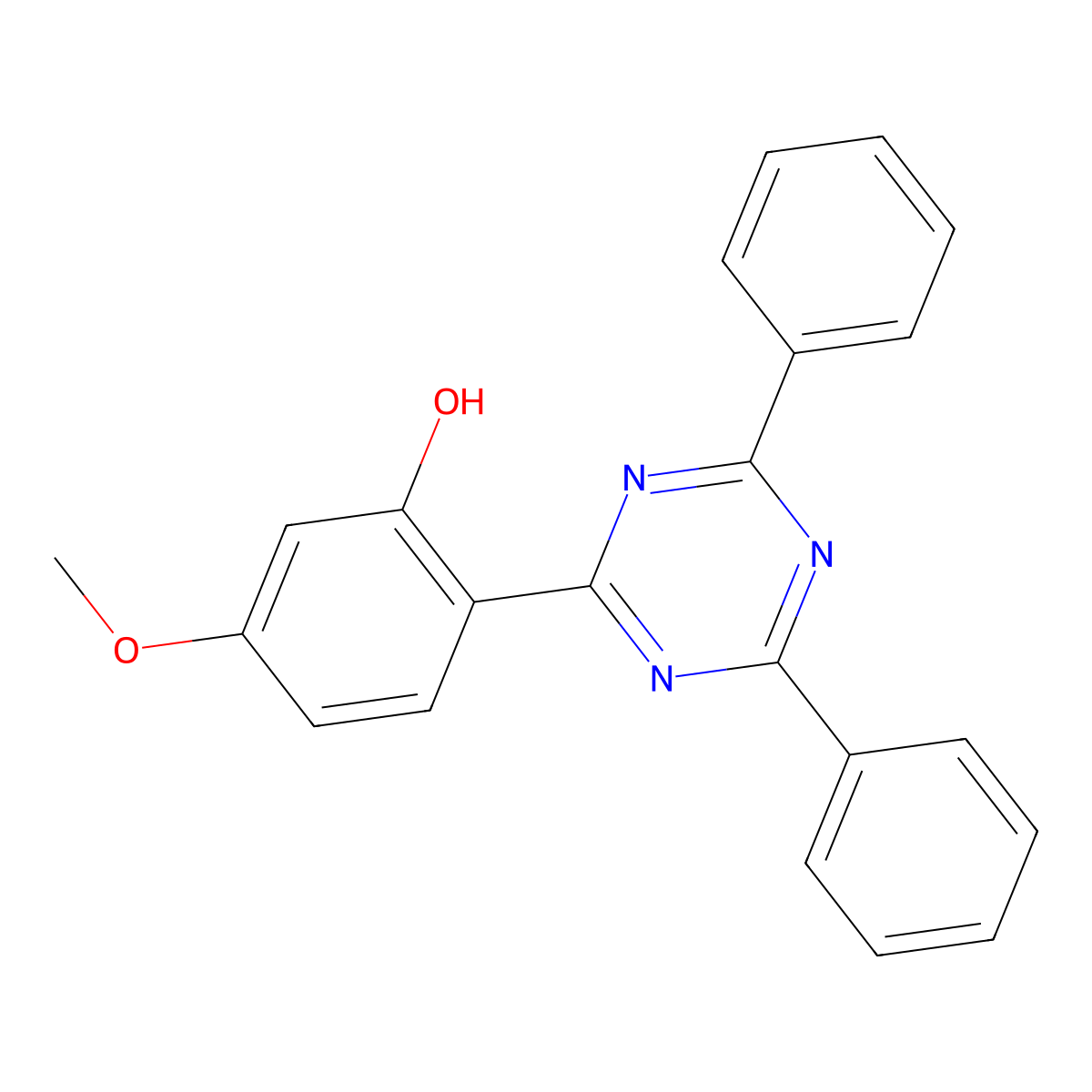 Phenol, 2-(4,6-diphenyl-1,3,5-triazin-2-yl)-5-methoxy- molecular structure, CAS 106556-36-9