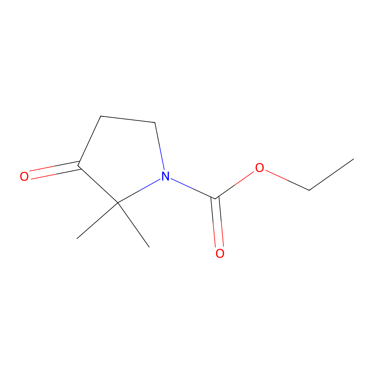 Ethyl 2,2-dimethyl-3-oxopyrrolidine-1-carboxylate molecular structure, CAS 106556-66-5