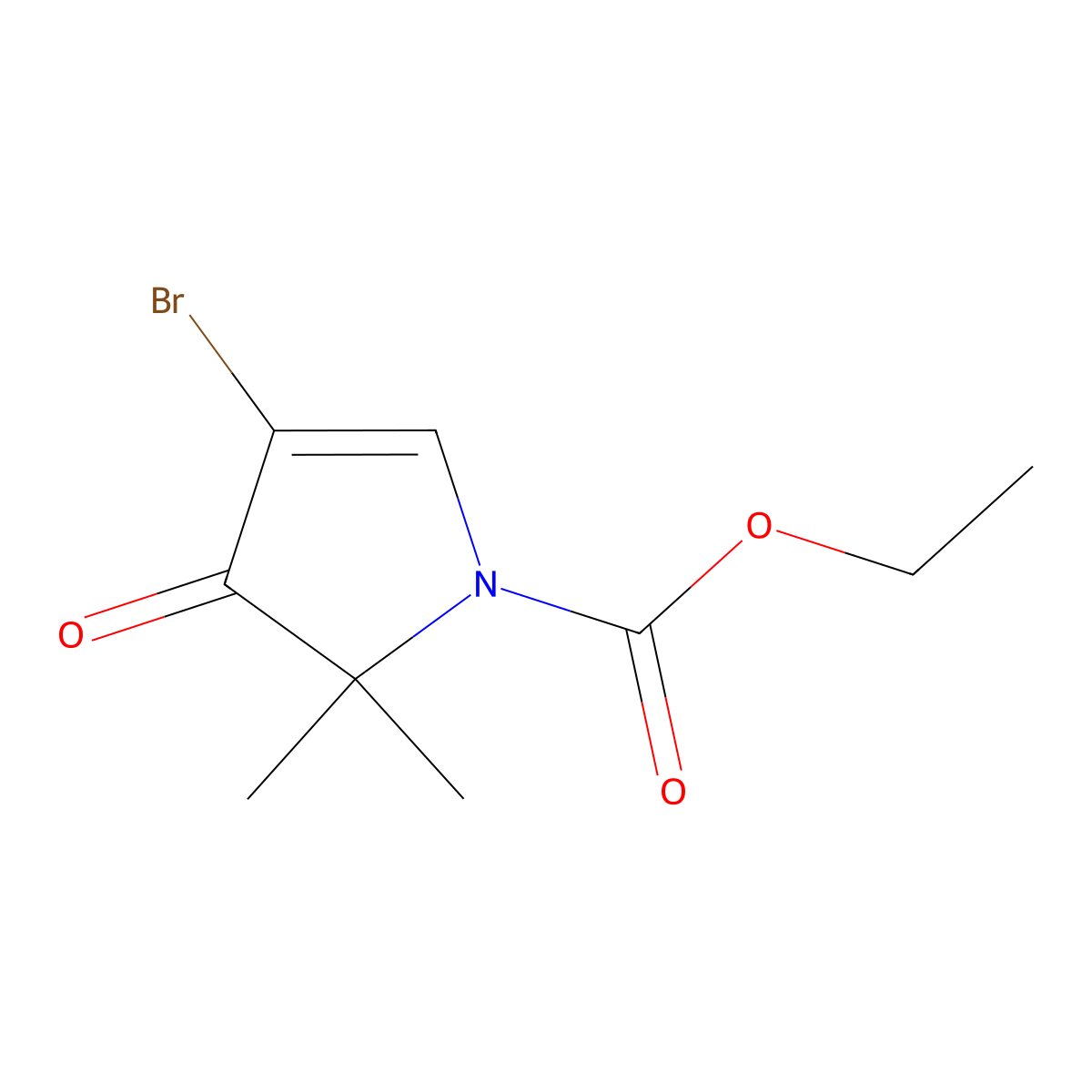 Ethyl 4-bromo-2,2-dimethyl-3-oxo-2,3-dihydro-1H-pyrrole-1-carboxylate molecular structure, CAS 106556-67-6