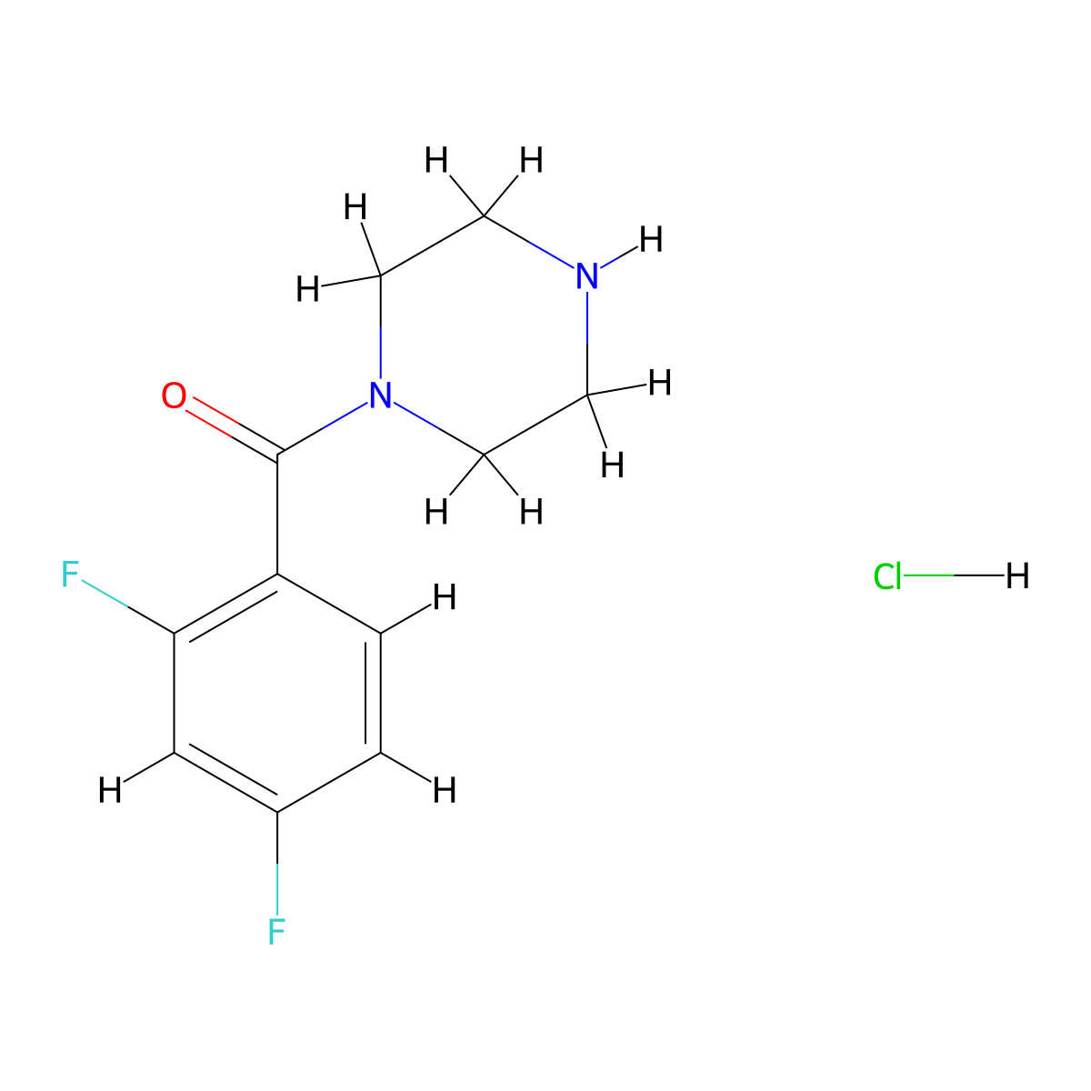 1-(2,4-Difluorobenzoyl)piperazine hydrochloride molecular structure, CAS 1065586-37-9