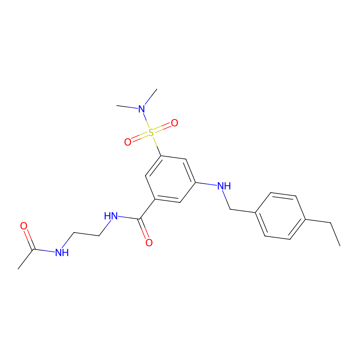 N-[2-(acetylamino)ethyl]-3-[(dimethylamino)sulfonyl]-5-[(4-ethylbenzyl)amino]benzamide molecular structure, CAS 1065586-73-3