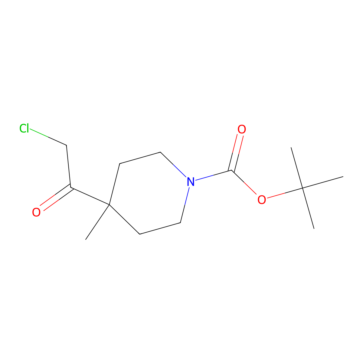 Tert-butyl 4-(2-chloroacetyl)-4-methylpiperidine-1-carboxylate molecular structure, CAS 1065607-97-7