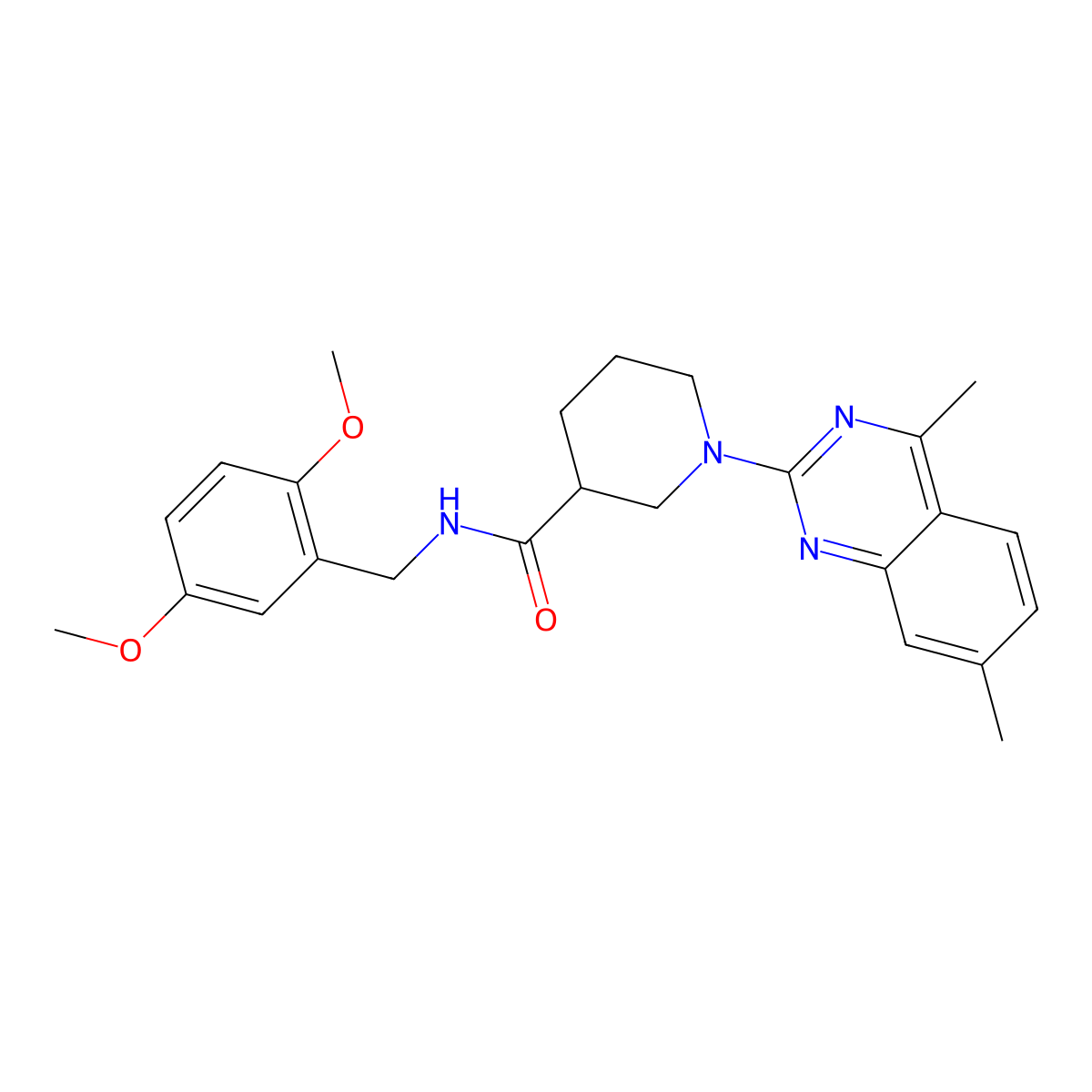 N-(2,5-dimethoxybenzyl)-1-(4,7-dimethyl-2-quinazolinyl)-3-piperidinecarboxamide molecular structure, CAS 1065608-55-0