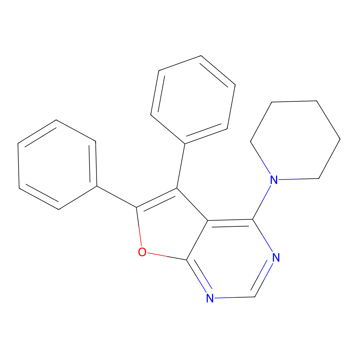 5,6-Diphenyl-4-piperidin-1-ylfuro[2,3-d]pyrimidine molecular structure, CAS 106561-42-6
