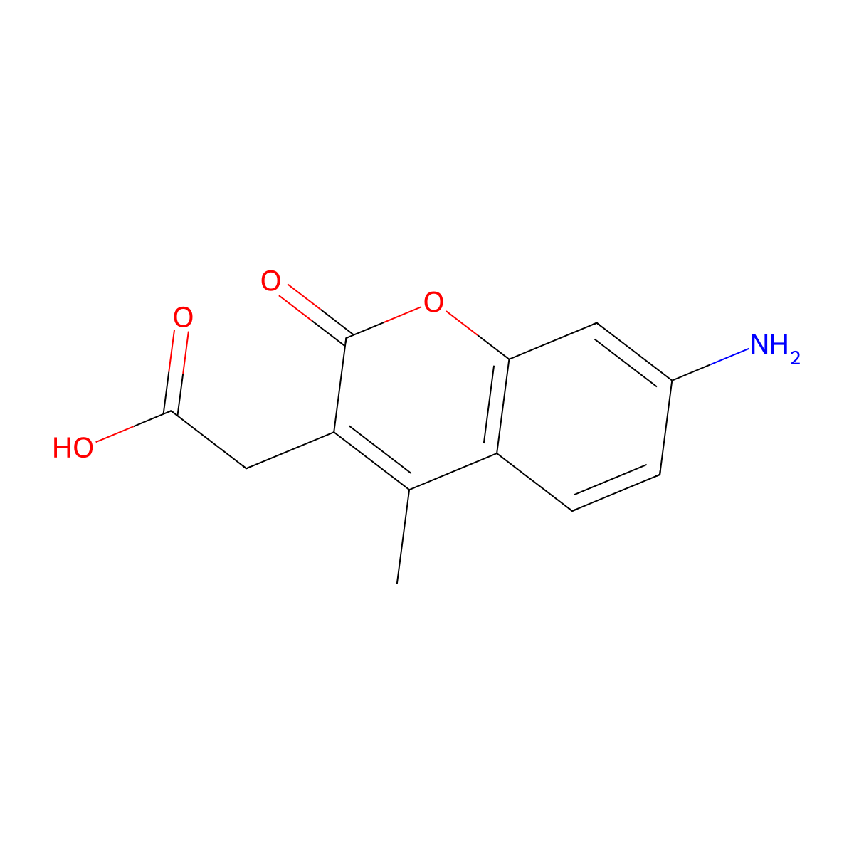 7-Amino-4-methylcoumarin-3-acetic acid molecular structure, CAS 106562-32-7