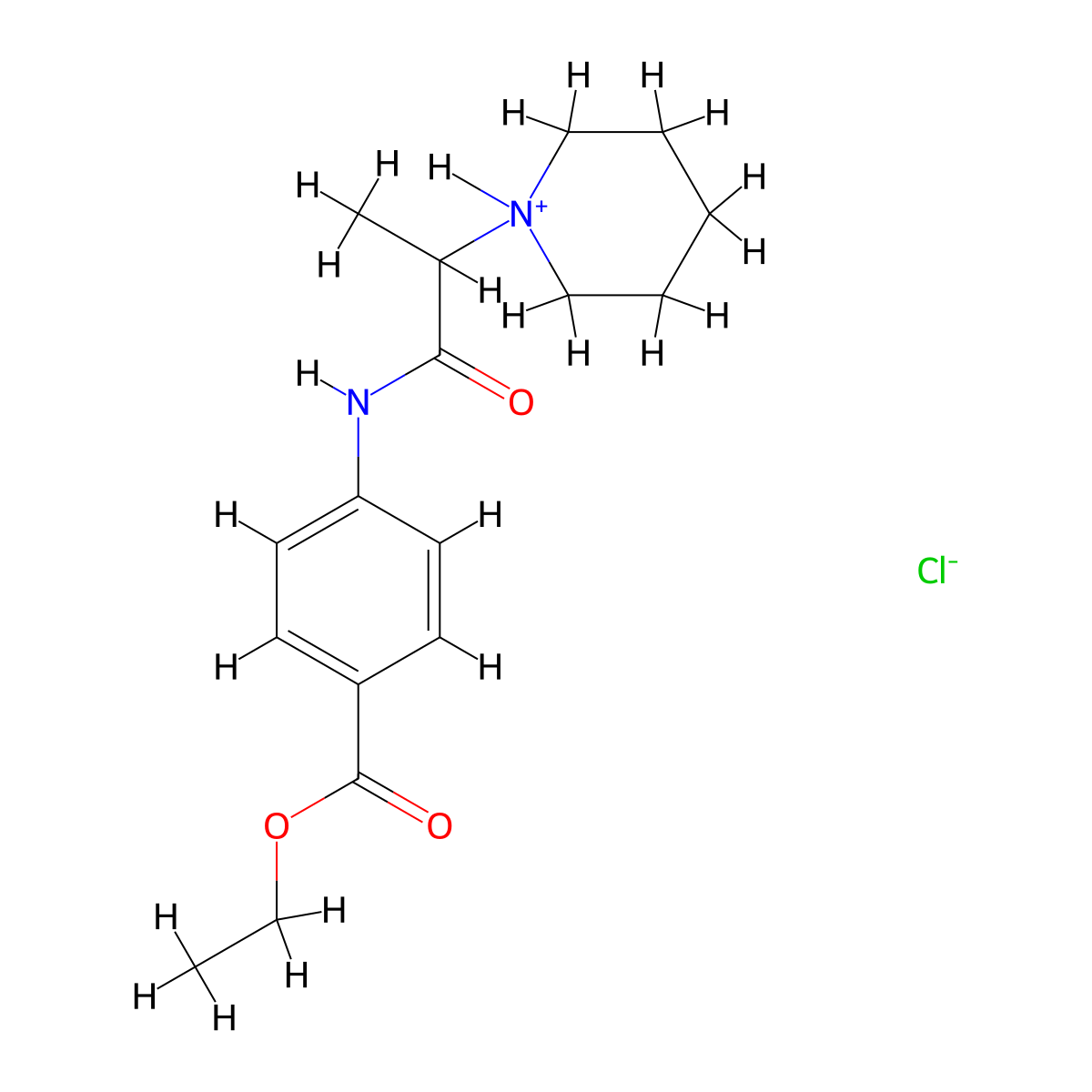 Benzoic acid, p-(2-piperidinopropionamido)-, ethyl ester, hydrochloride molecular structure, CAS 106572-14-9